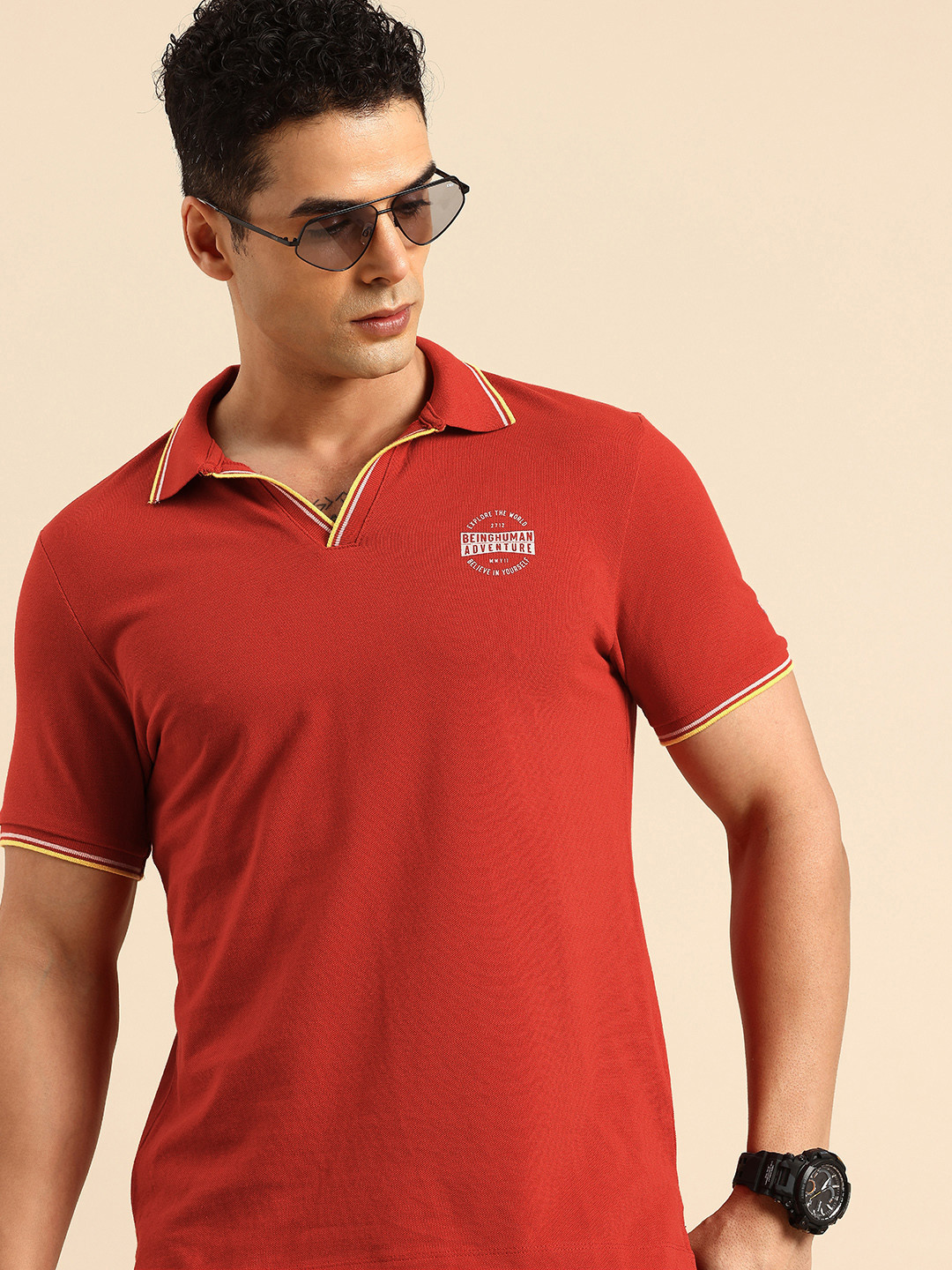 Being Human Polo Collar Pure Cotton T-shirt