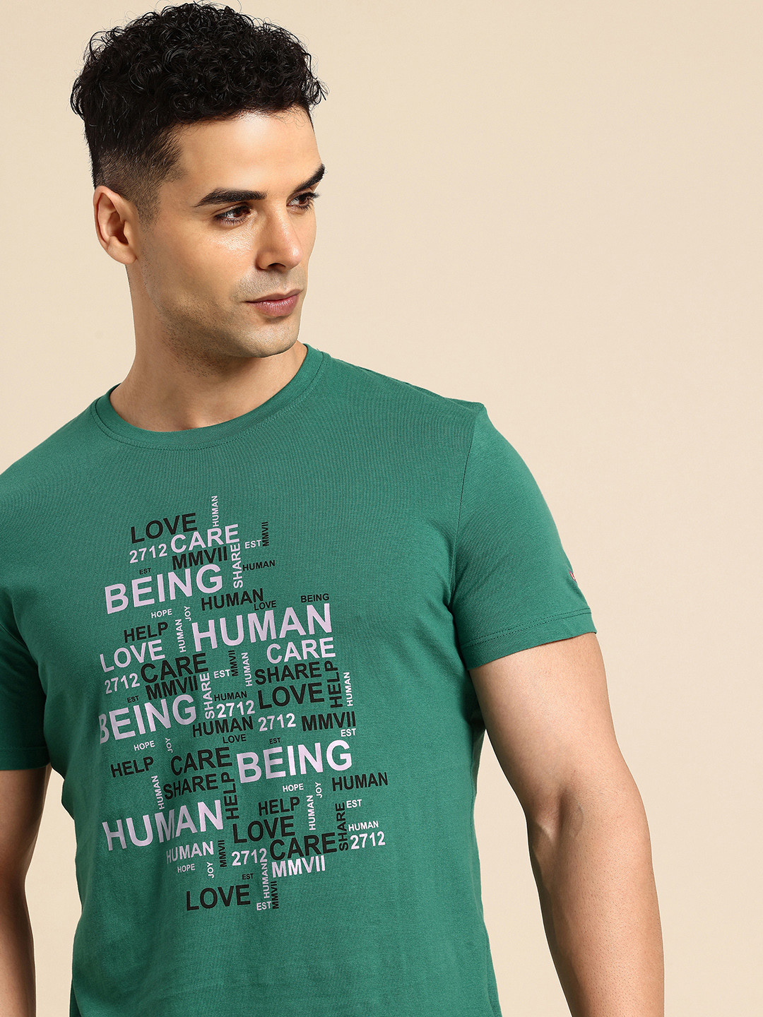 Being Human Brand Logo Printed Pure Cotton T-shirt