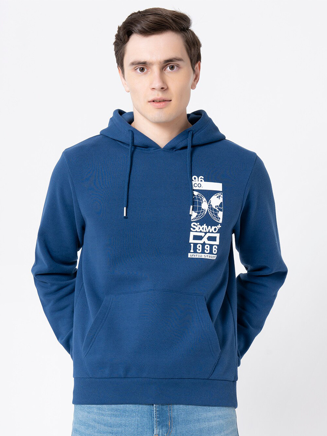 Red Tape Men Blue Hooded Sweatshirt