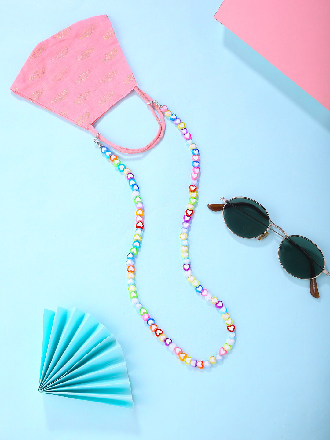 Melbees by Yellow Chimes Kids Pink Face Mask Chain & Sunglasses Chain