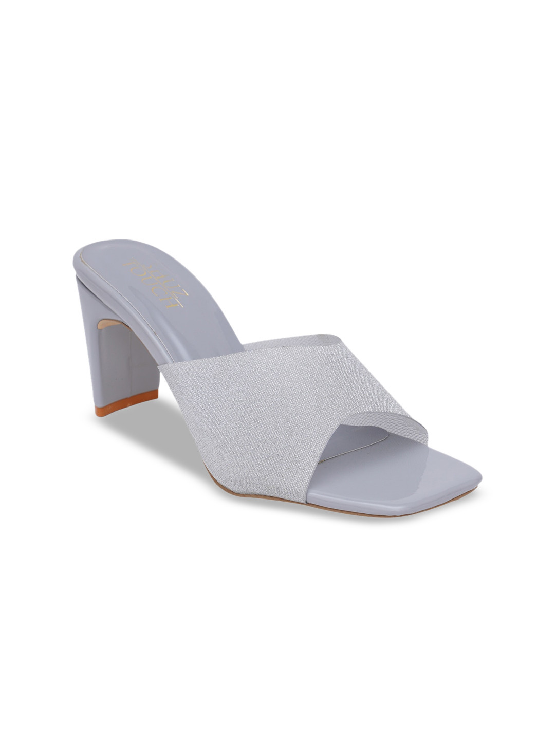 SHUZ TOUCH Grey Embellished Party Block Heels