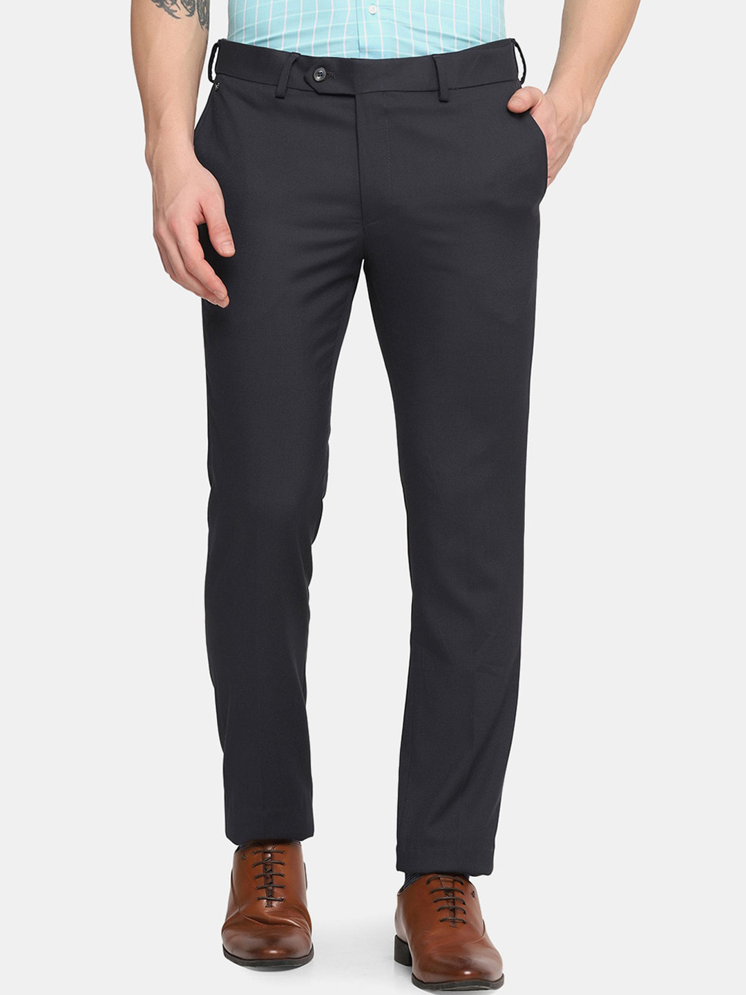 Blackberrys Men Grey Slim Fit Trousers