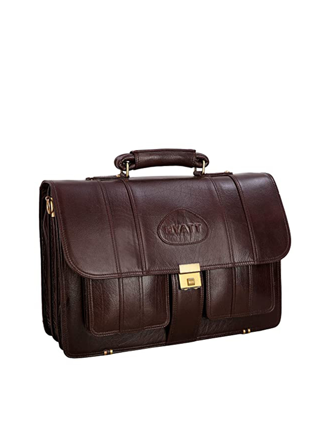 RICHSIGN Unisex Brown Leather Laptop Bag