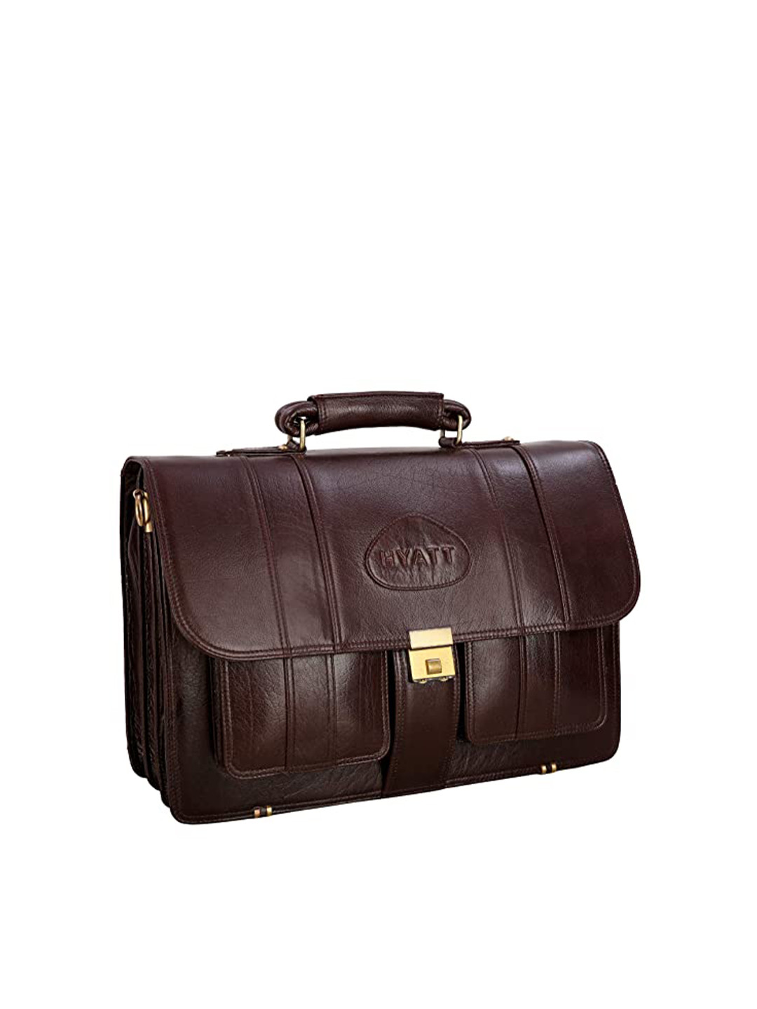 RICHSIGN Unisex Tan Leather Laptop Bag