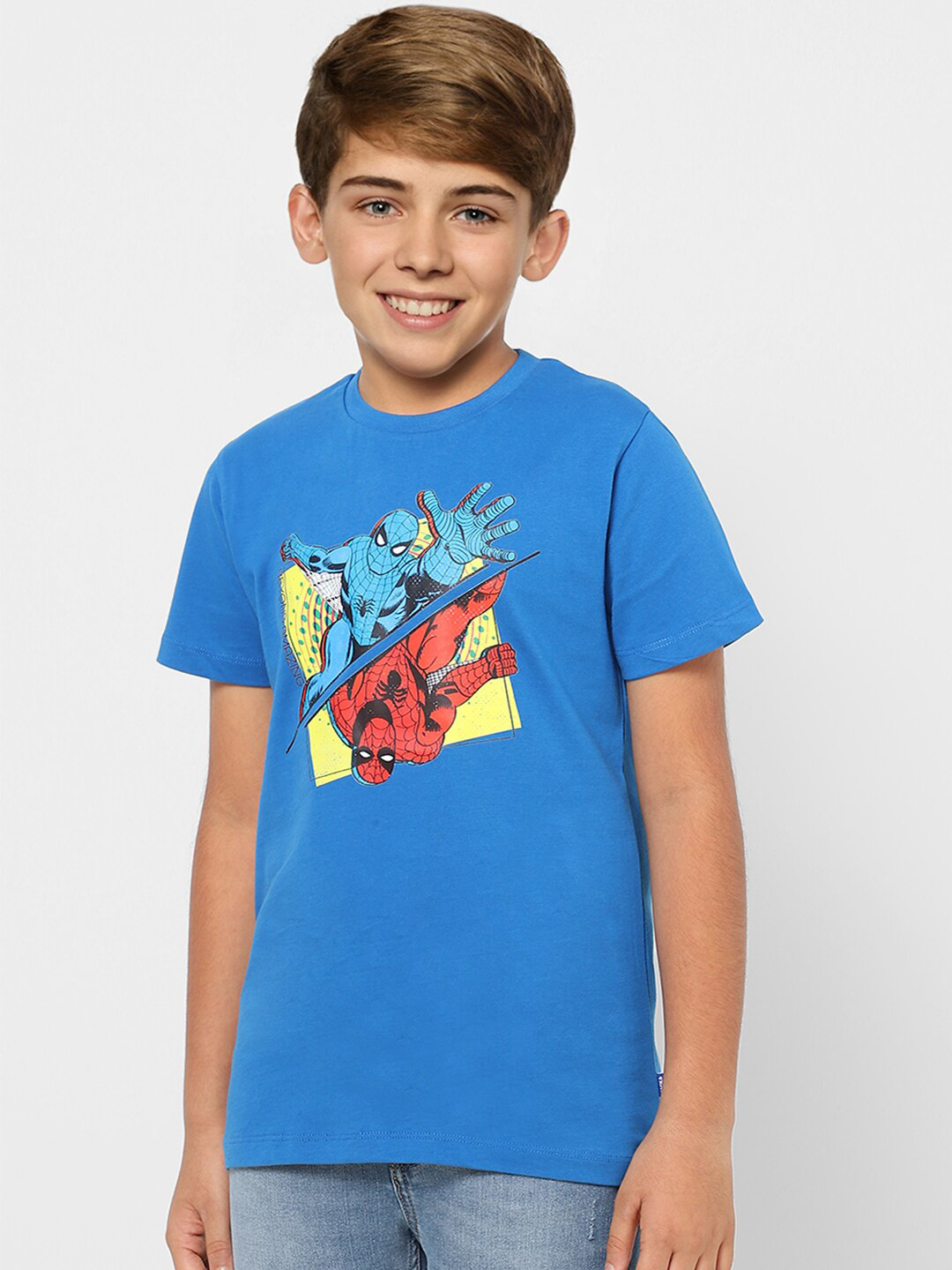 Jack & Jones Junior Boys Blue Spider-Man Printed T-shirt