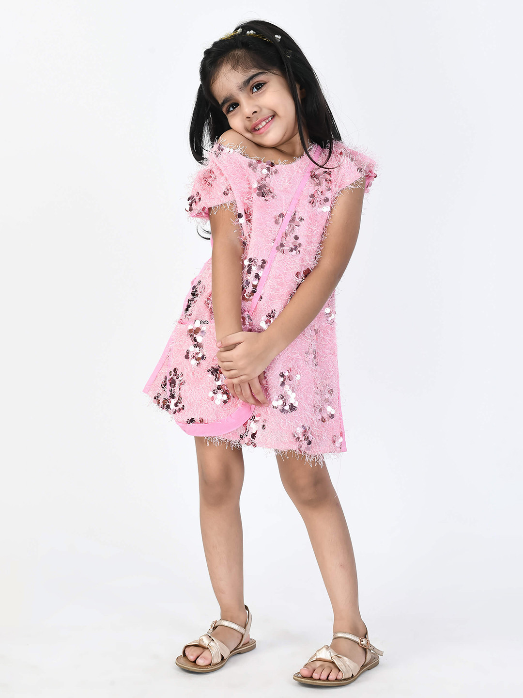Bella Moda Girls Pink Embellished Dress