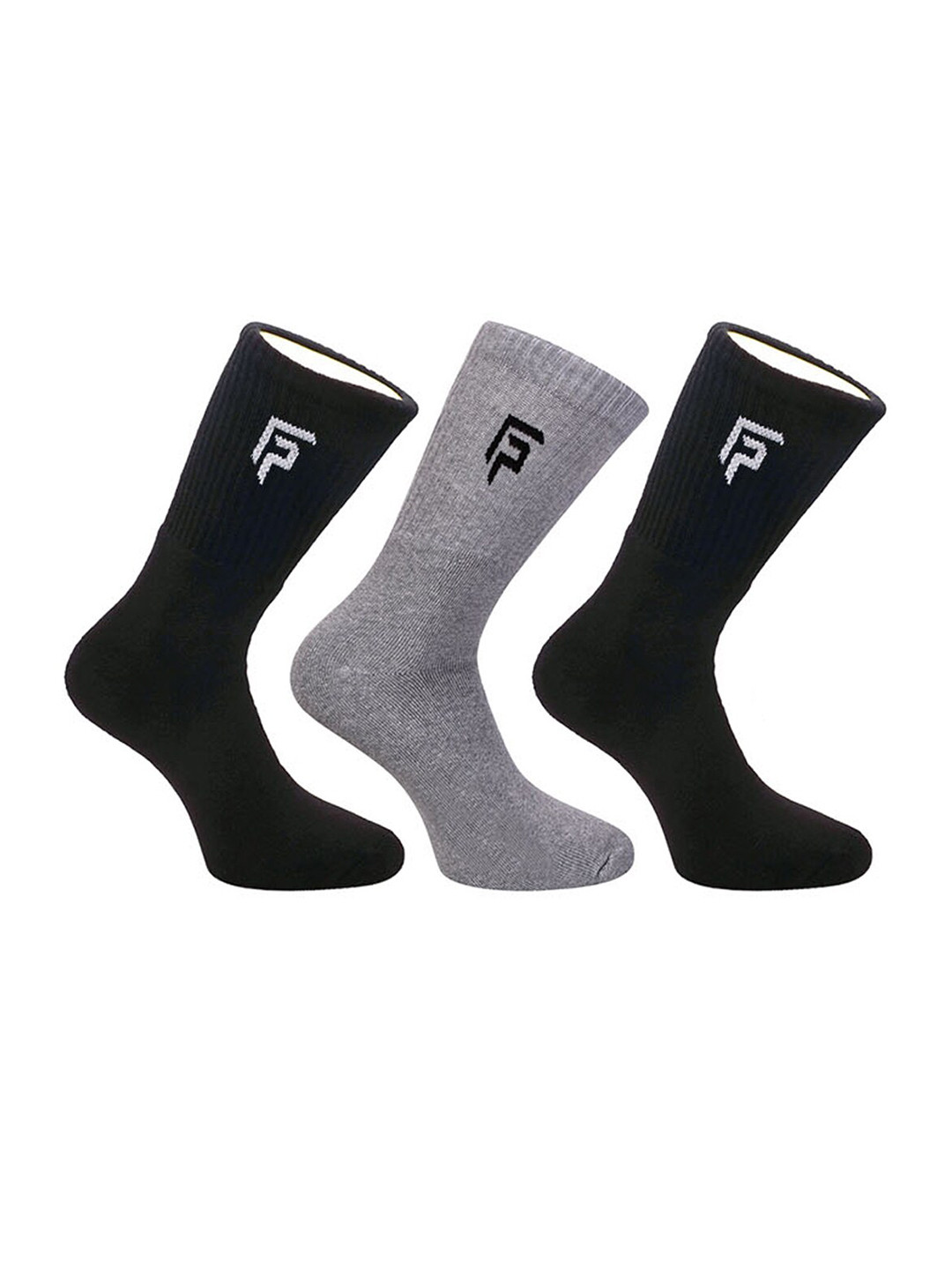 FOOTPRINT Men 3 Pairs Anti Odour Organic Cotton Calf-Length Solid Bamboo Sports Terry Socks