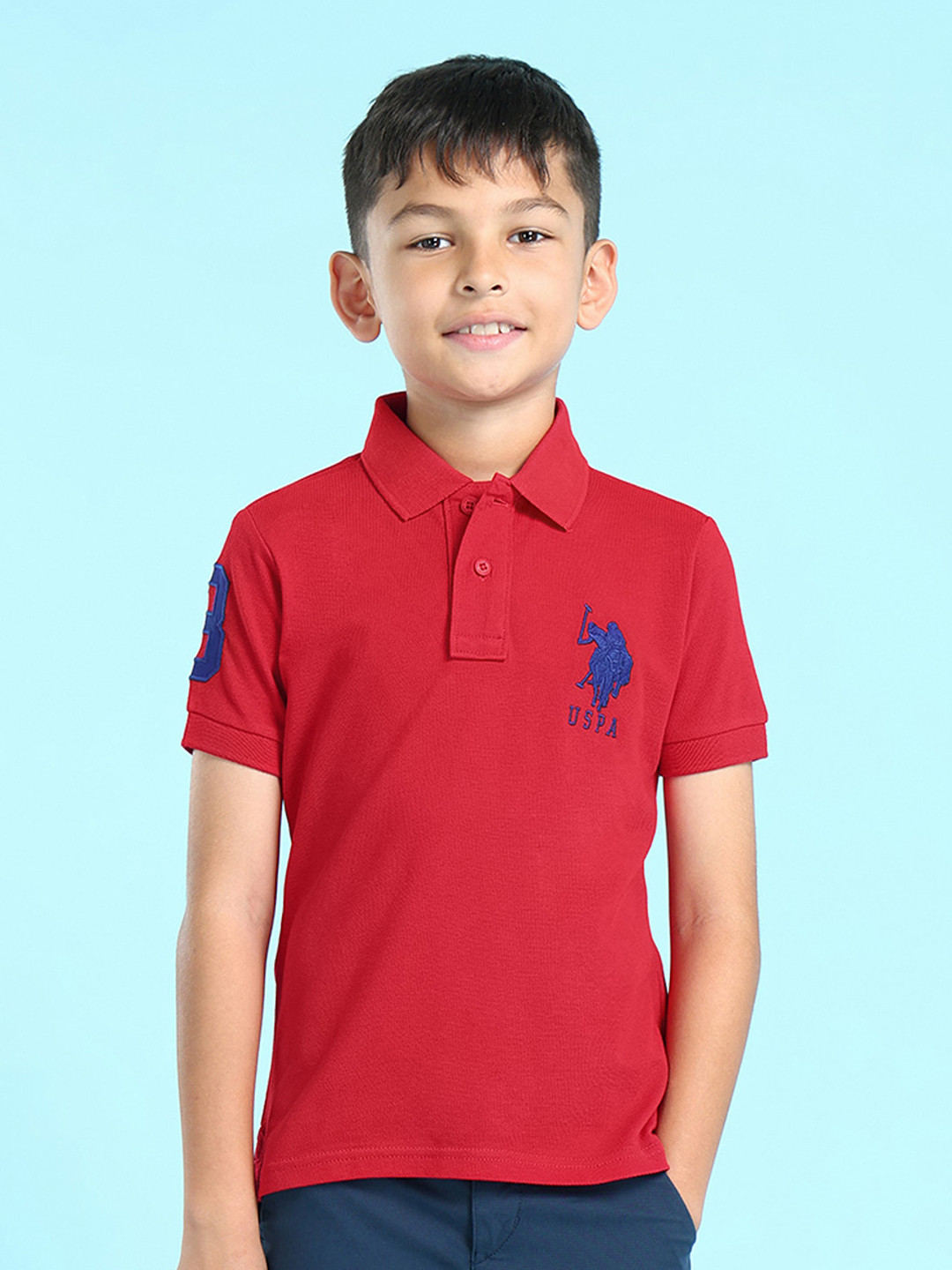 U S Polo Assn Boys Red Polo Collar T-shirt
