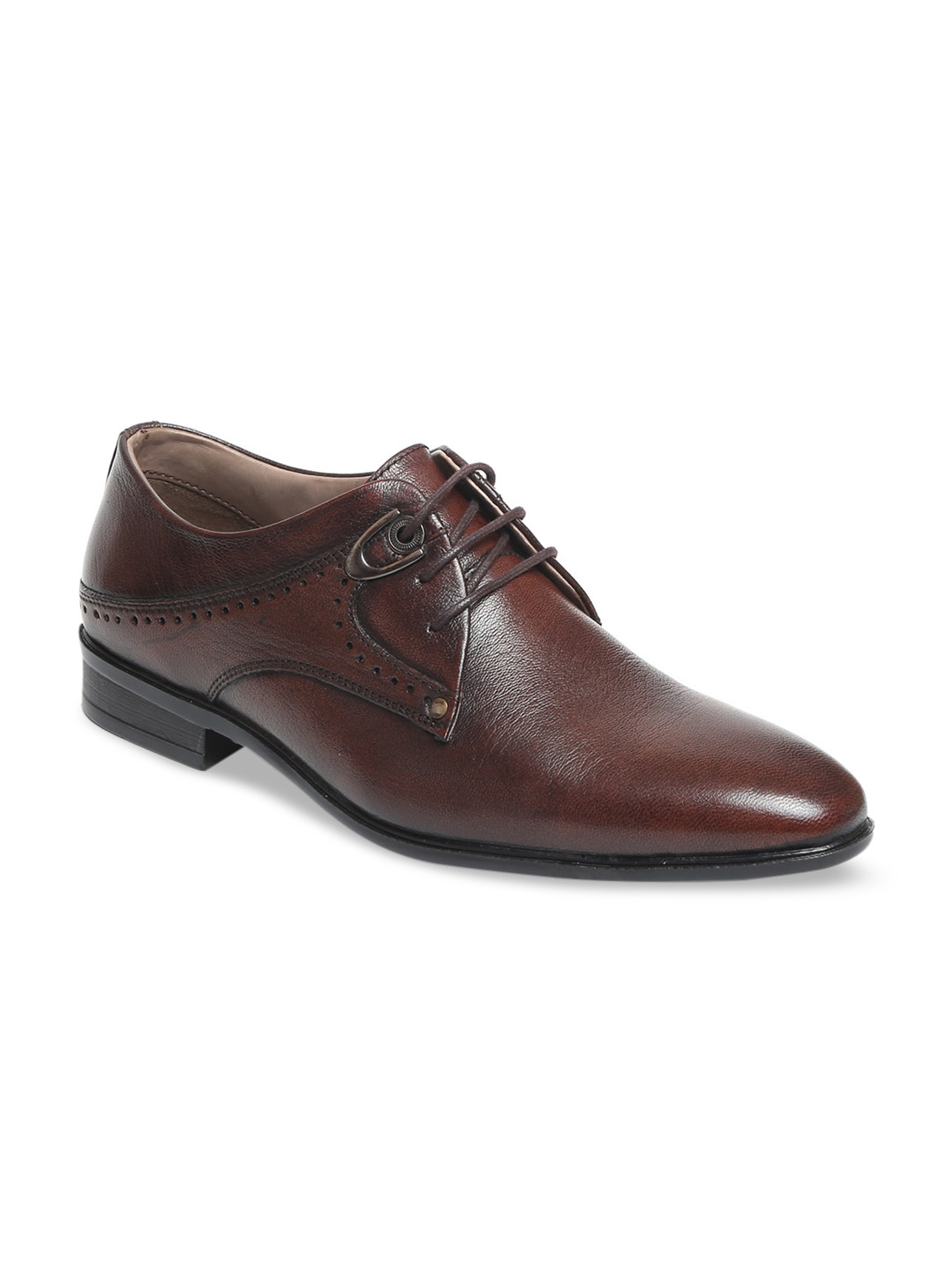 Zoom Shoes Men Brown Solid Leather Formal Derby Shoes