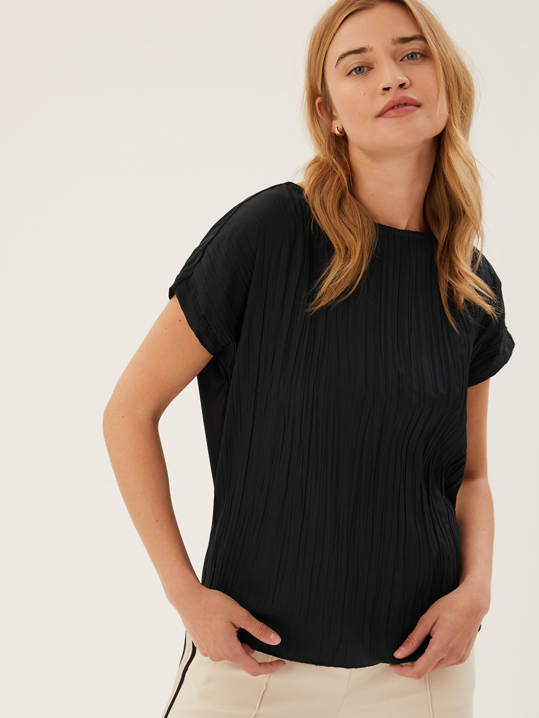 Marks & Spencer Woman Black Crinkle Top