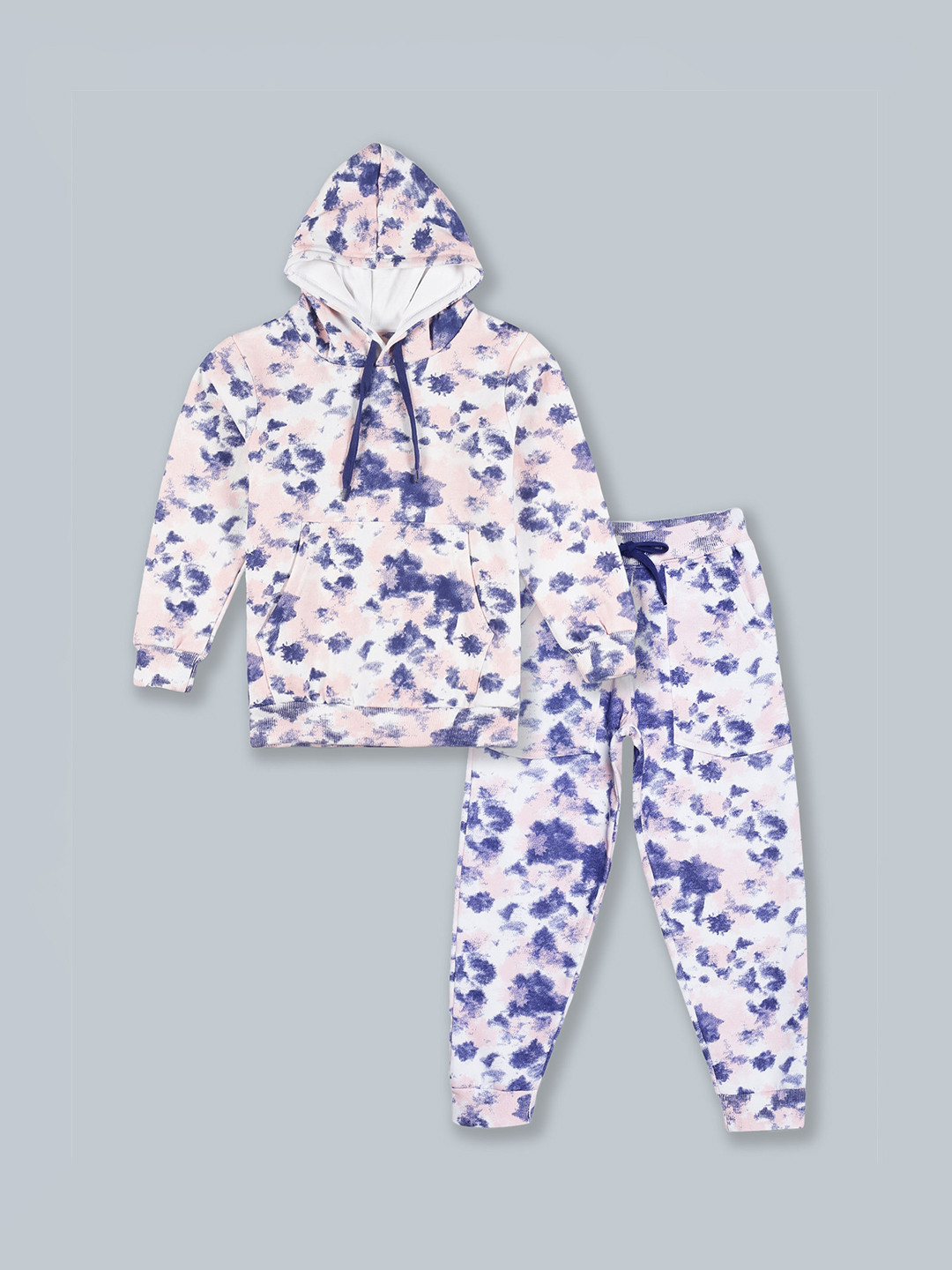 KiddoPanti Boys Pink & Blue Printed T-shirt with Pyjamas