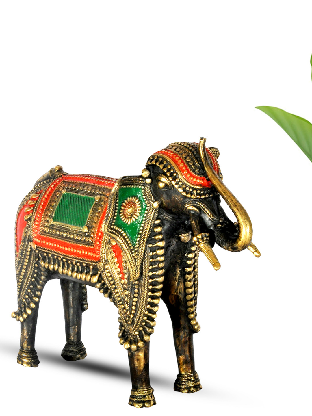 SHREE KALA HOME DECOR Royal Hathi Bronze Brass Metallic Living Room Small Showpiece - 11 Inches