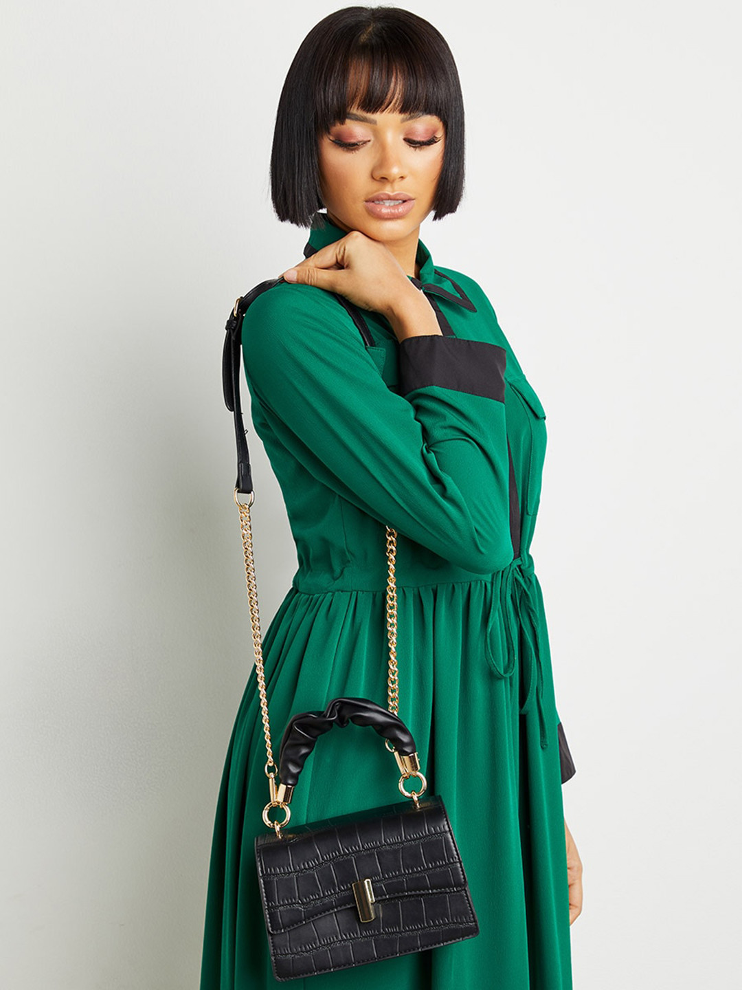 Styli Crocodile Textured Satchel