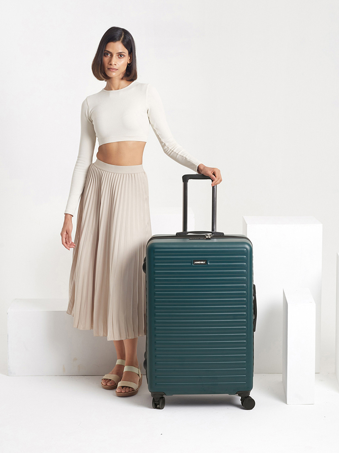 Assembly Textured 360 Degree Rotation Hard Large-Sized Trolley Bag 85L