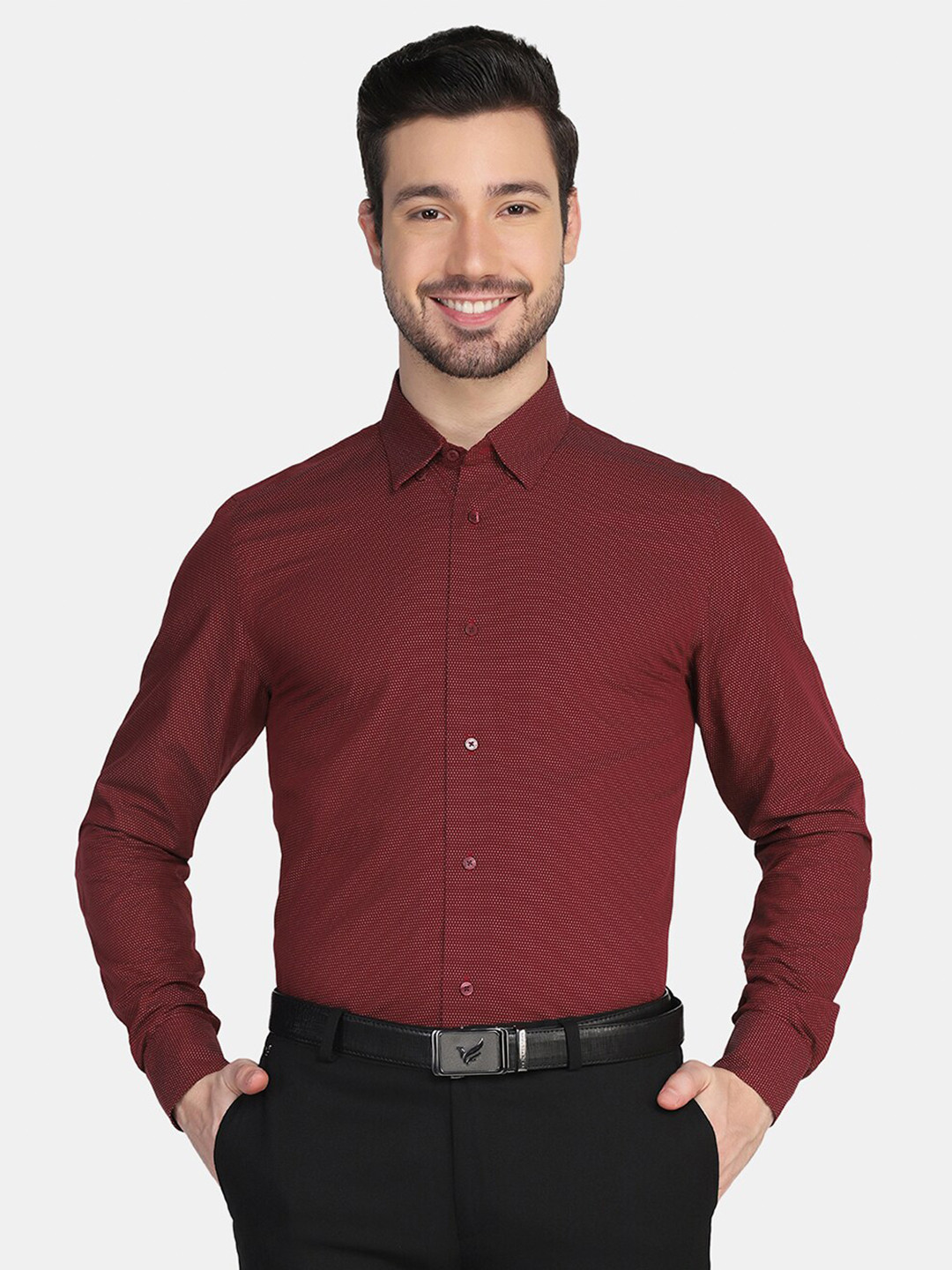 Blackberrys Men Maroon Slim Fit Formal Shirt