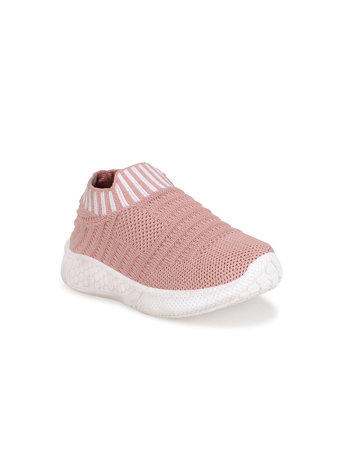 NEOBABY Unisex Kids Pink Woven Design Slip-On Sneakers