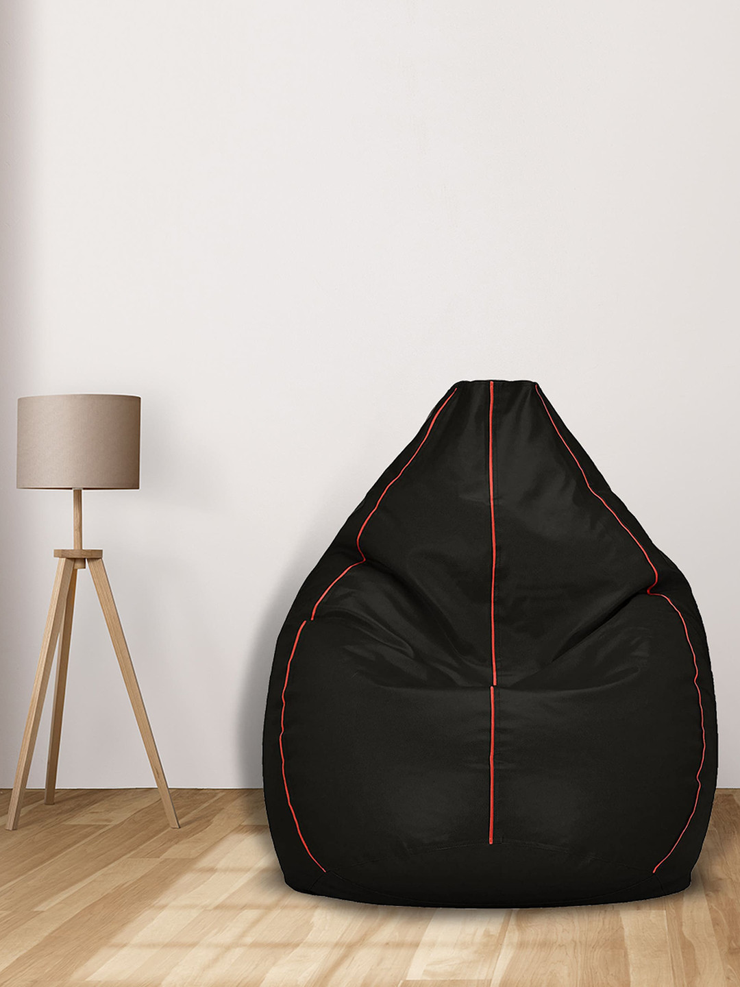 SHIRA 24 Black Solid Tear Drop Bean Bag Cover (Without Beans)