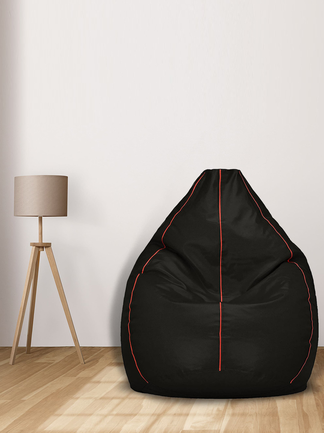 SHIRA 24 Black Solid Synthetic Leather Bean Bag Cover