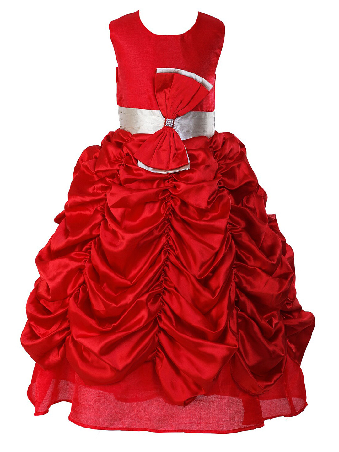 Samsara Couture Red & Grey Satin Maxi Dress