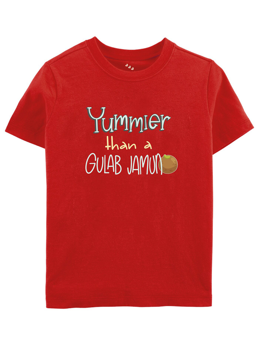 Zeezeezoo Kids Red Gulab Jamun Pure Cotton Printed Tshirt