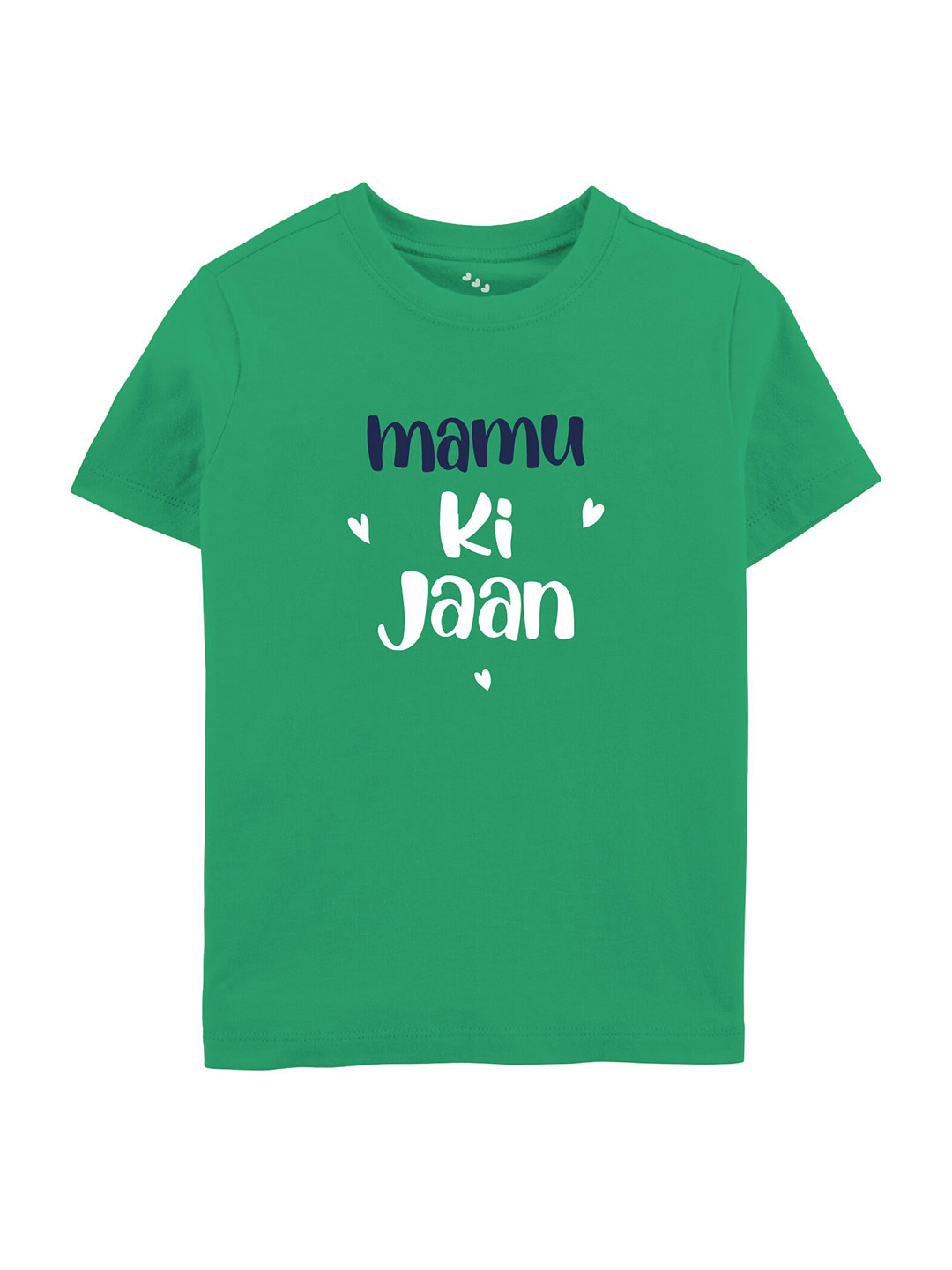 Zeezeezoo Kids Green Pure CottonMamu ki Jaan Printed Tshirt