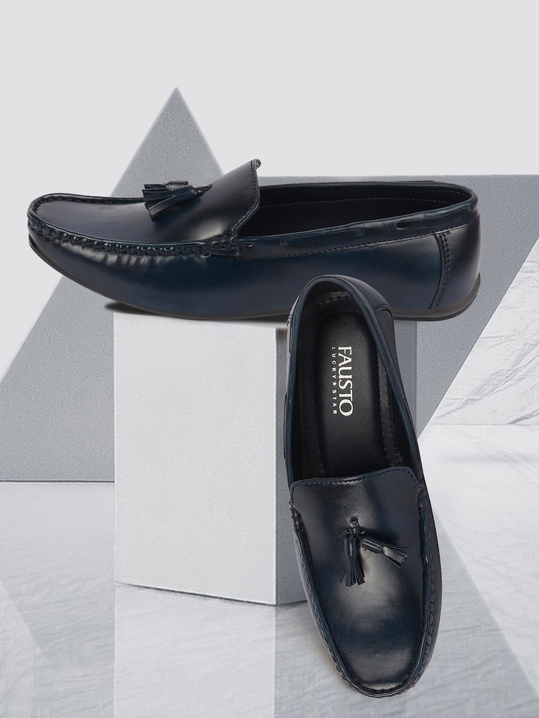 FAUSTO Men Blue PU  Casual Slip On Loafers