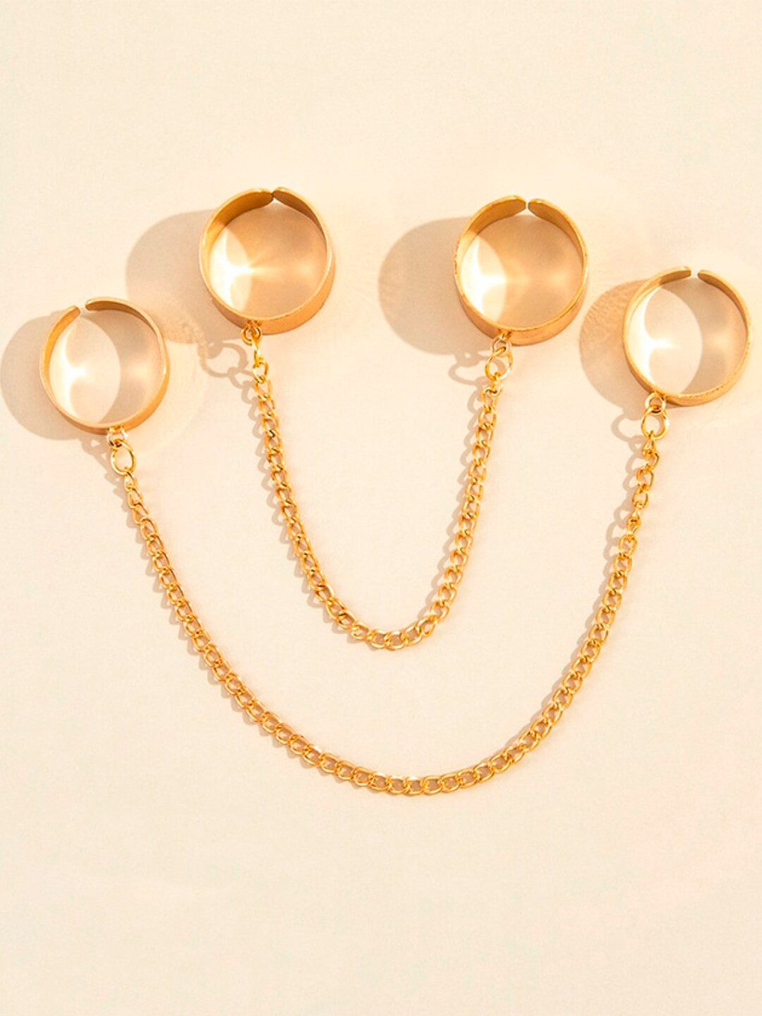 OOMPH Set Of 2 Gold-Toned Adjustable Chain Ring