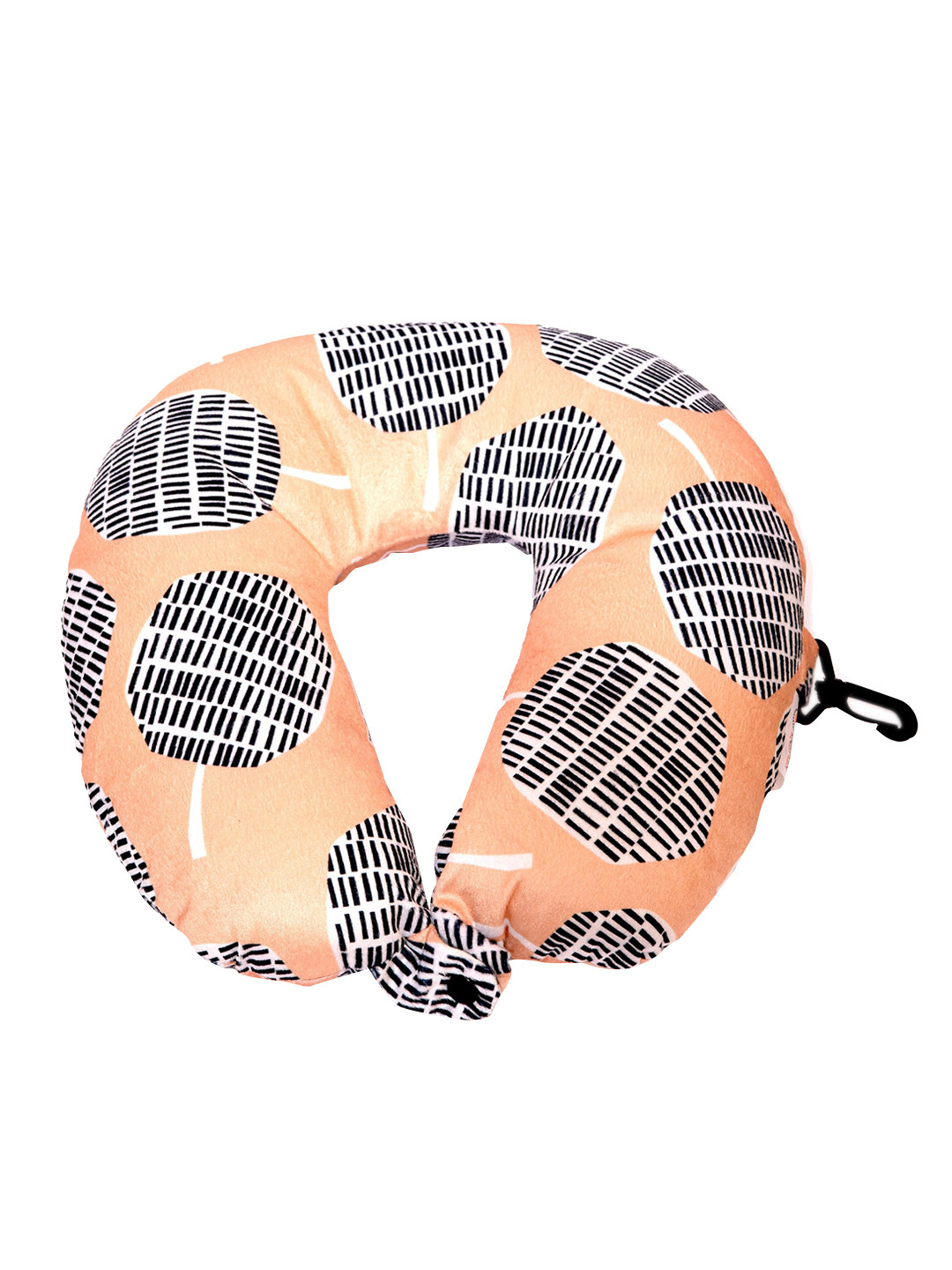 Destinio Orange Abstract Cotton Firm Fibre Travel Pillow-5 x 20 x 20 cm