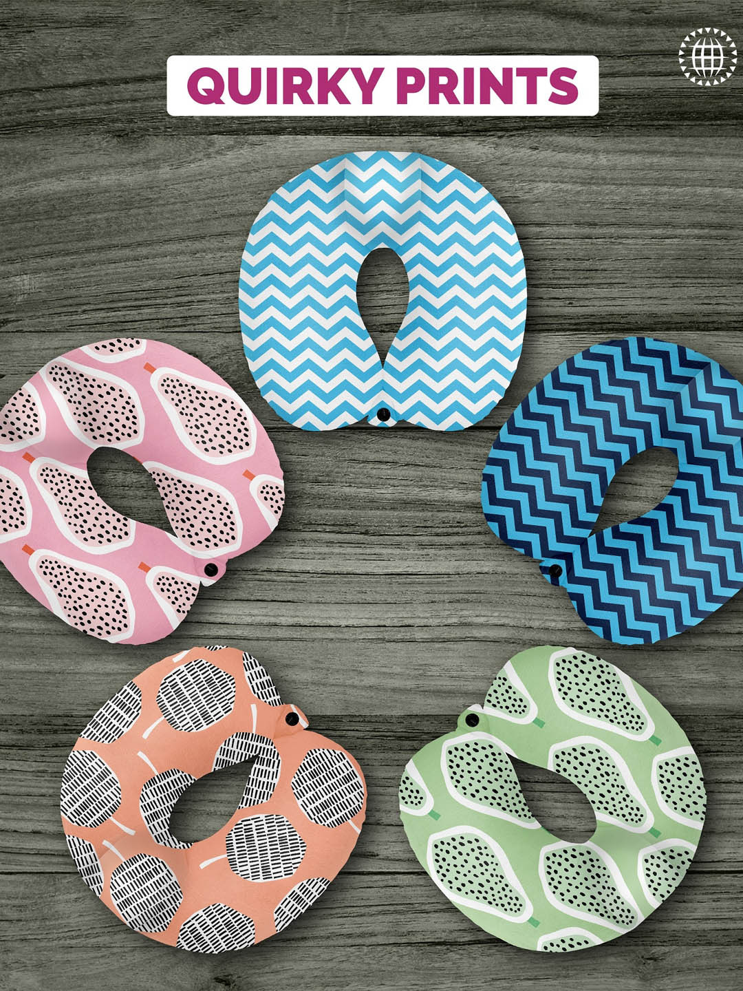 Destinio Pink Printed Travel Neck Pillows