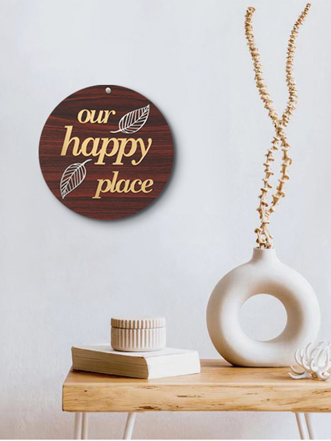 DULI Our Happy Place Wood Matte Hanging Hall Wall Hangings-8In