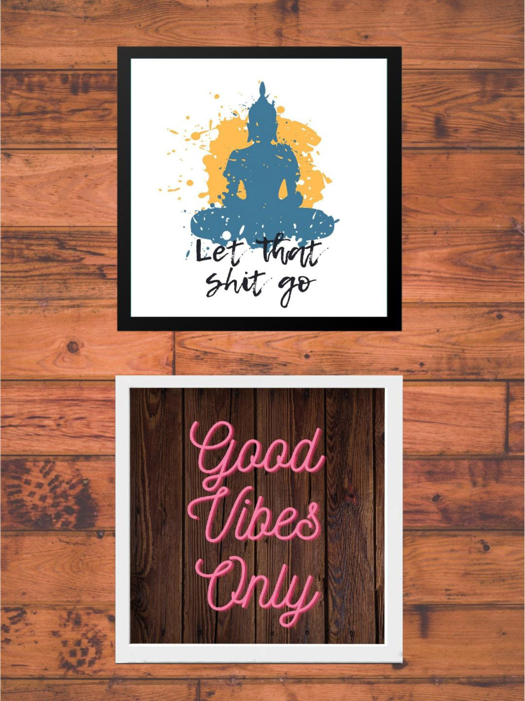 Gathari Set Of 2 Multicolored Wooden Framed Wall Arts