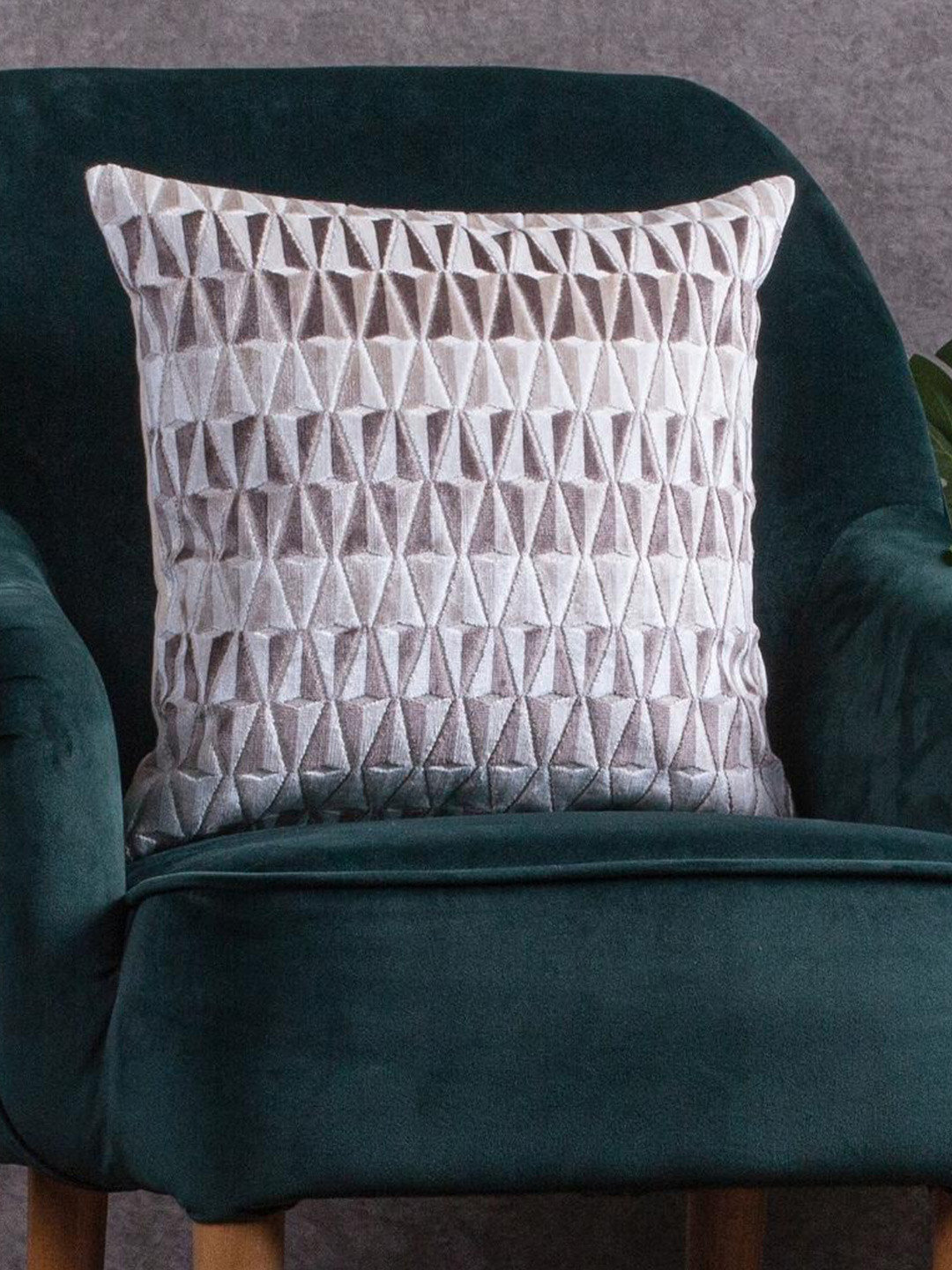 Just Home Jacquard Geometric Velvet Reversible Textured Cushion Covers - 16 x 16 In