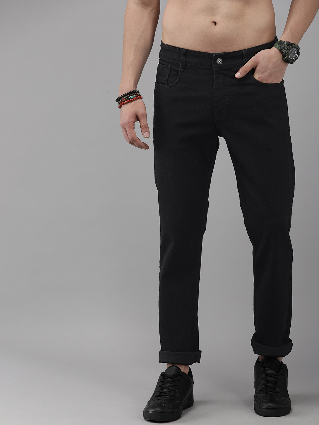 The Roadster Lifestyle Co. Men Black Slim Fit Light Fade Stretchable Jeans
