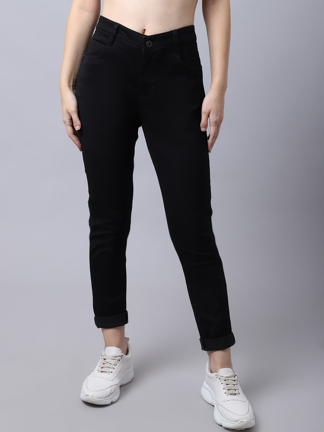 Cantabil Women Black Clean Look Casual Cotton Jeans