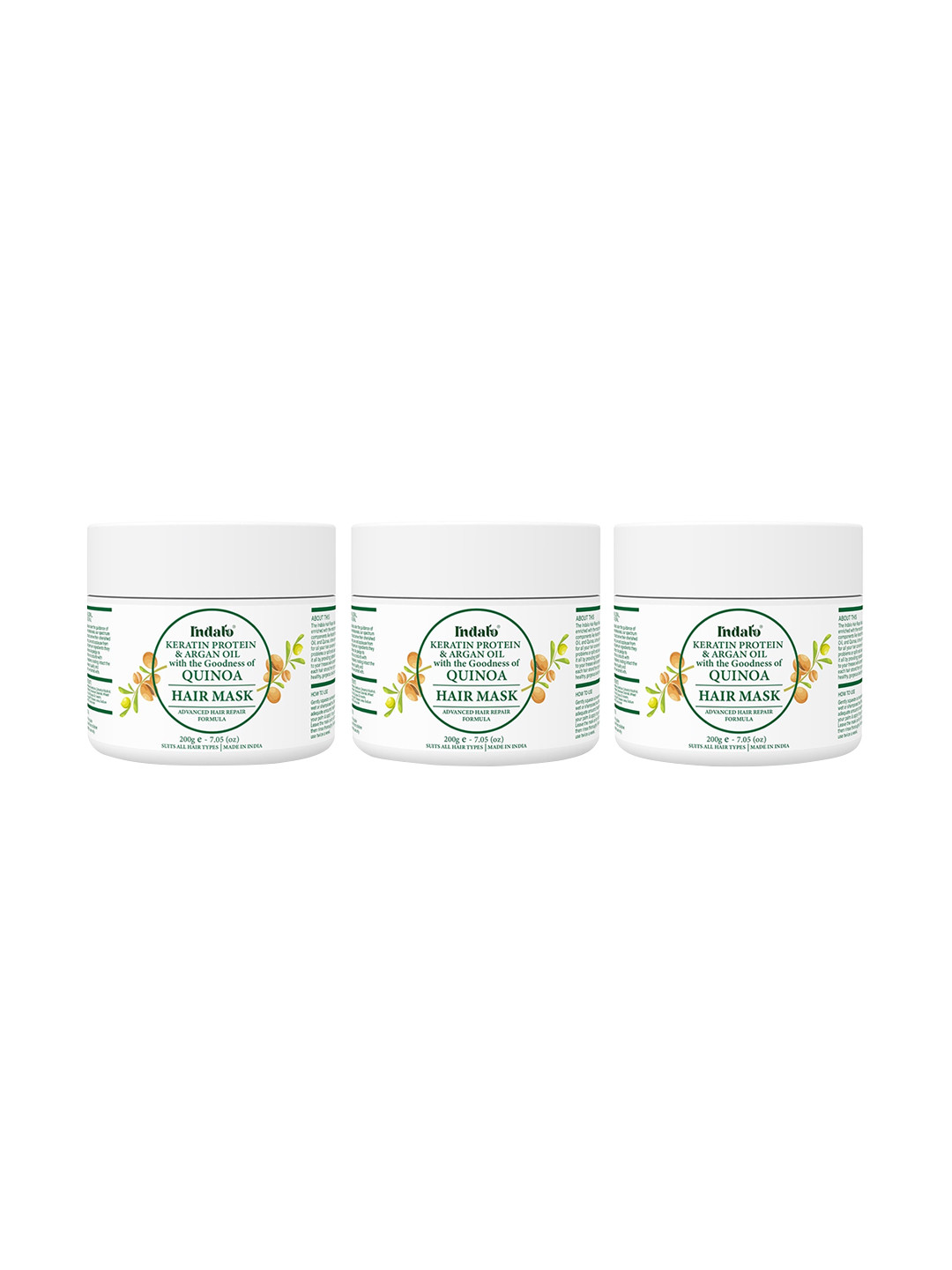 INDALO Set Of 3 Quinoa Hair Mask with Keratin Protein & Argan Oil - 200g Each