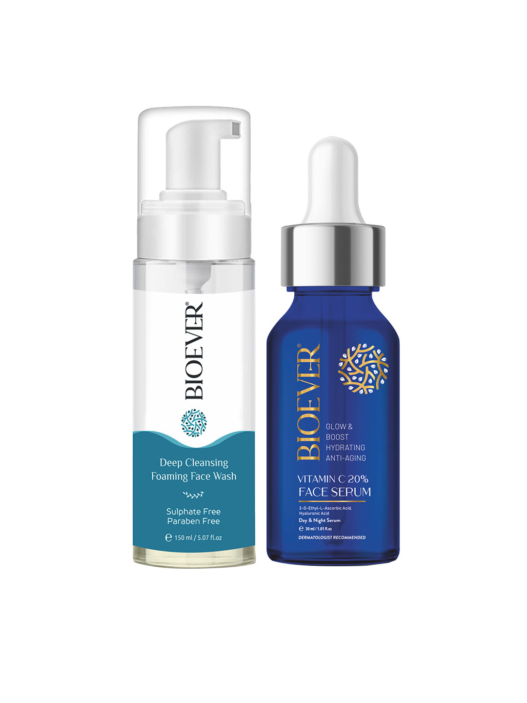 BIOEVER Set of 2 Face Wash & Pure Viramin C Face Serum 180 ml Skin Care Combo