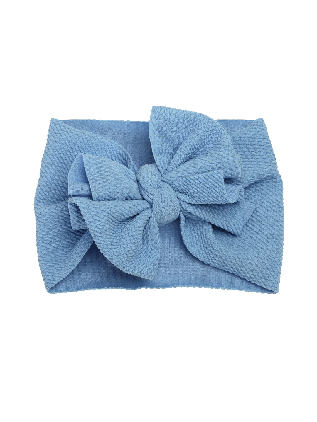 Babymoon Girls Blue Textured Bow Bandana Headbands