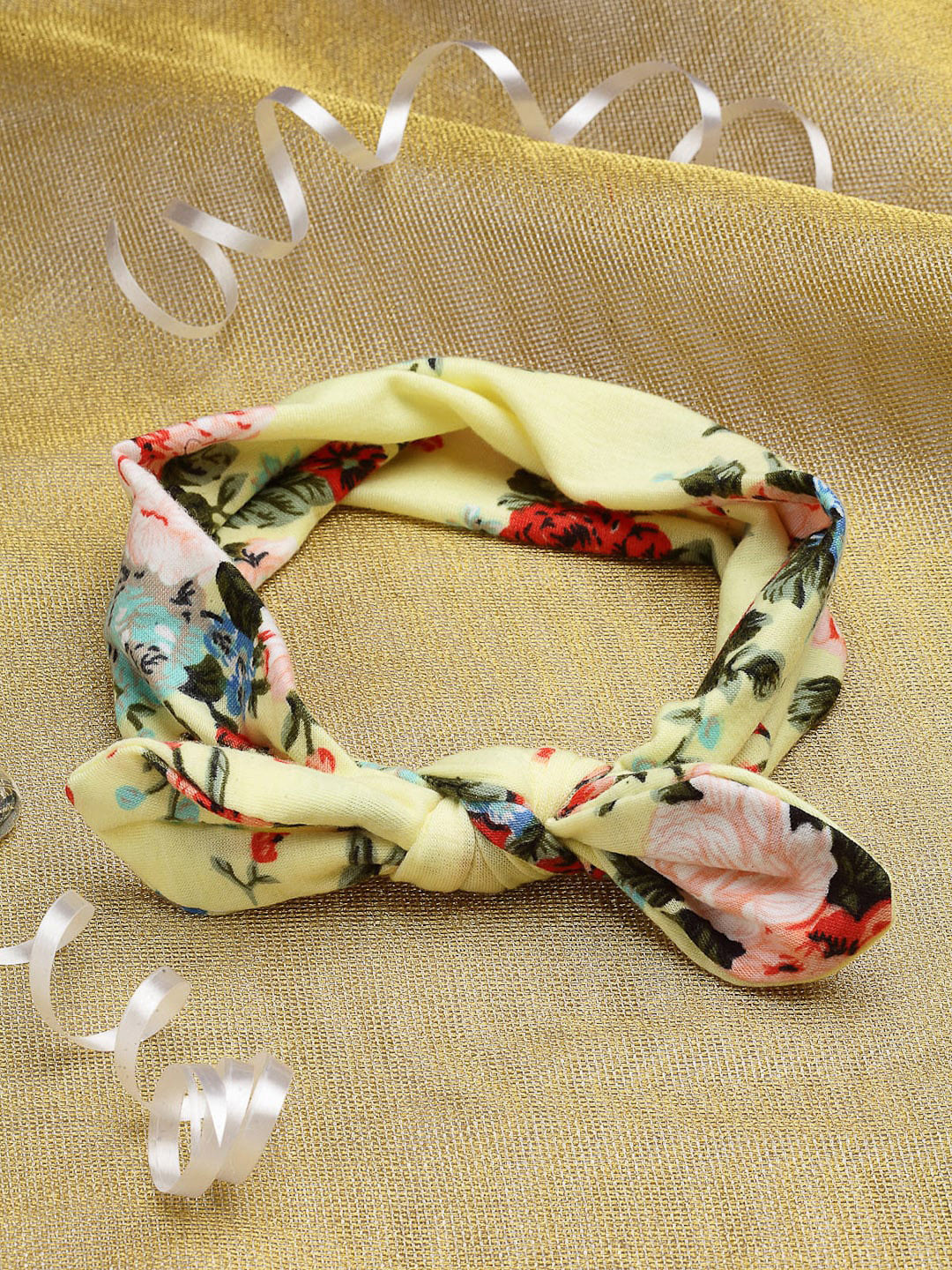Babymoon Girls Yellow & Green Printed Bandana Headband