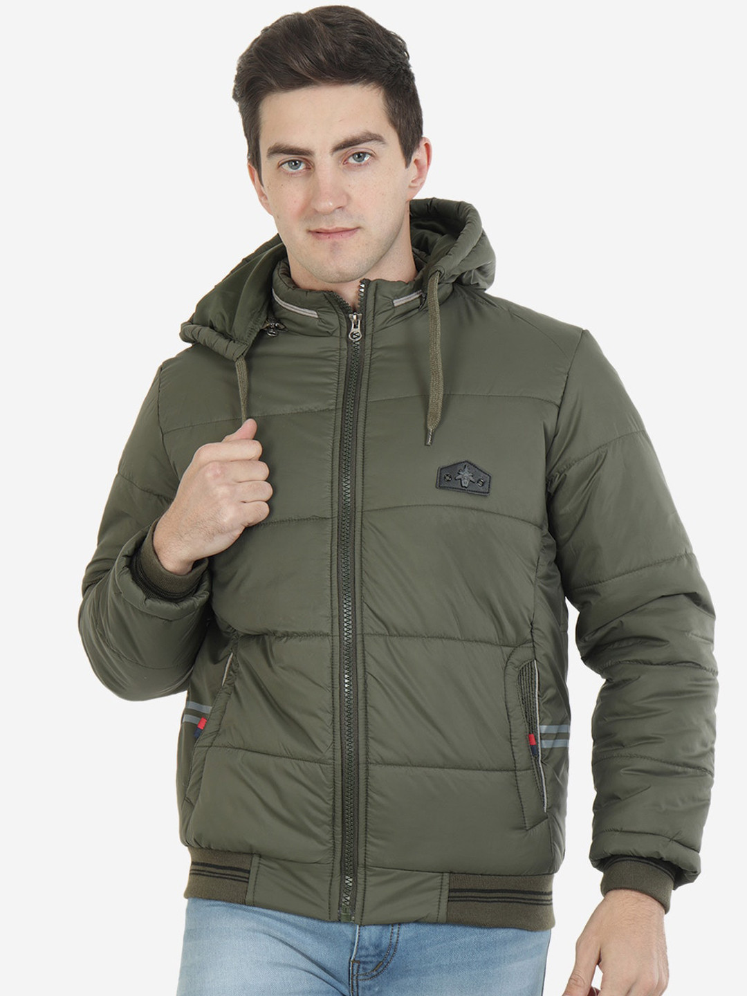 Xohy Men Olive Green Lightweight Outdoor Padded Jacket