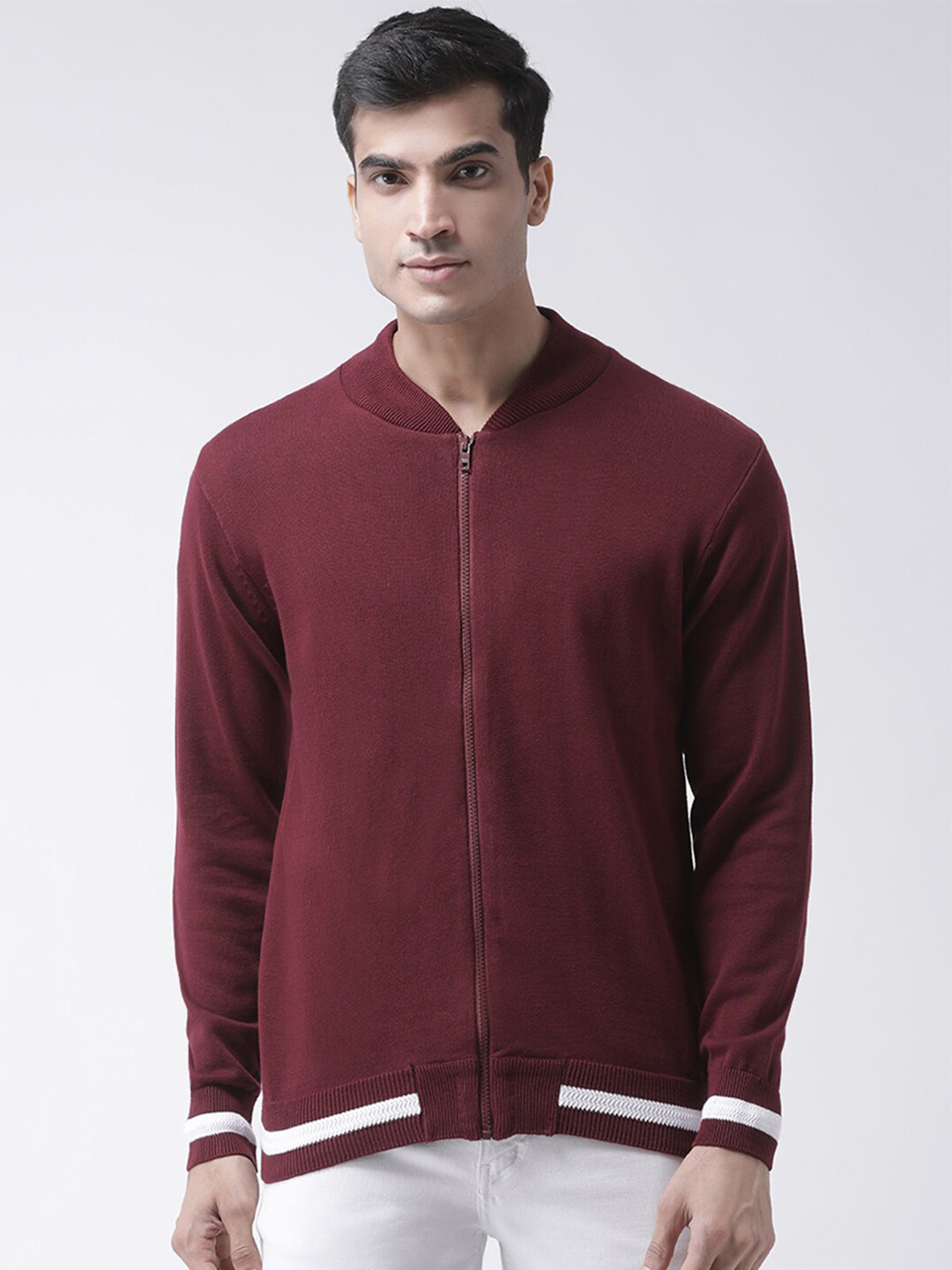 Club York Men Maroon & White Cardigan