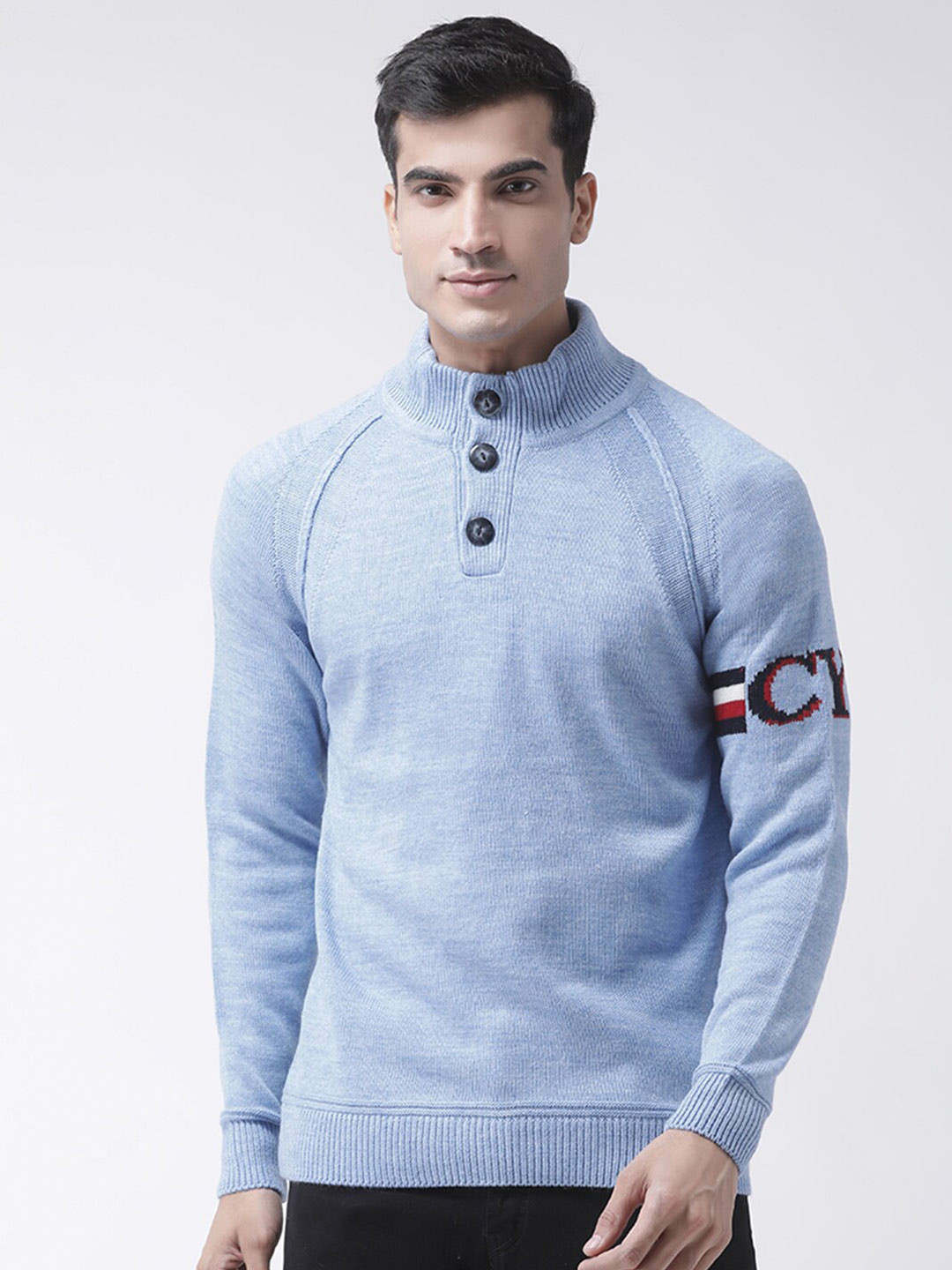 Club York Men Blue & Red Solid Pullover