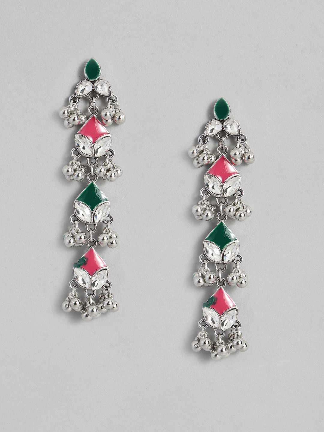 Sangria Enamelled Geometric Drop Earrings