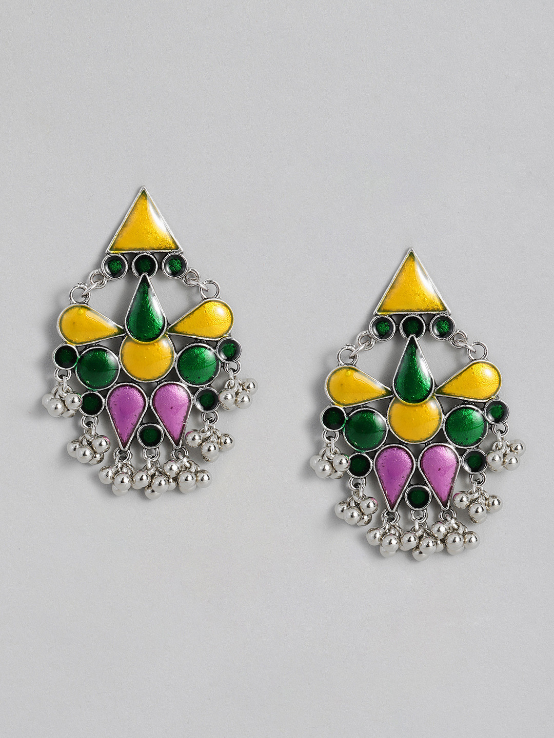 Sangria Enamelled Geometric Drop Earrings