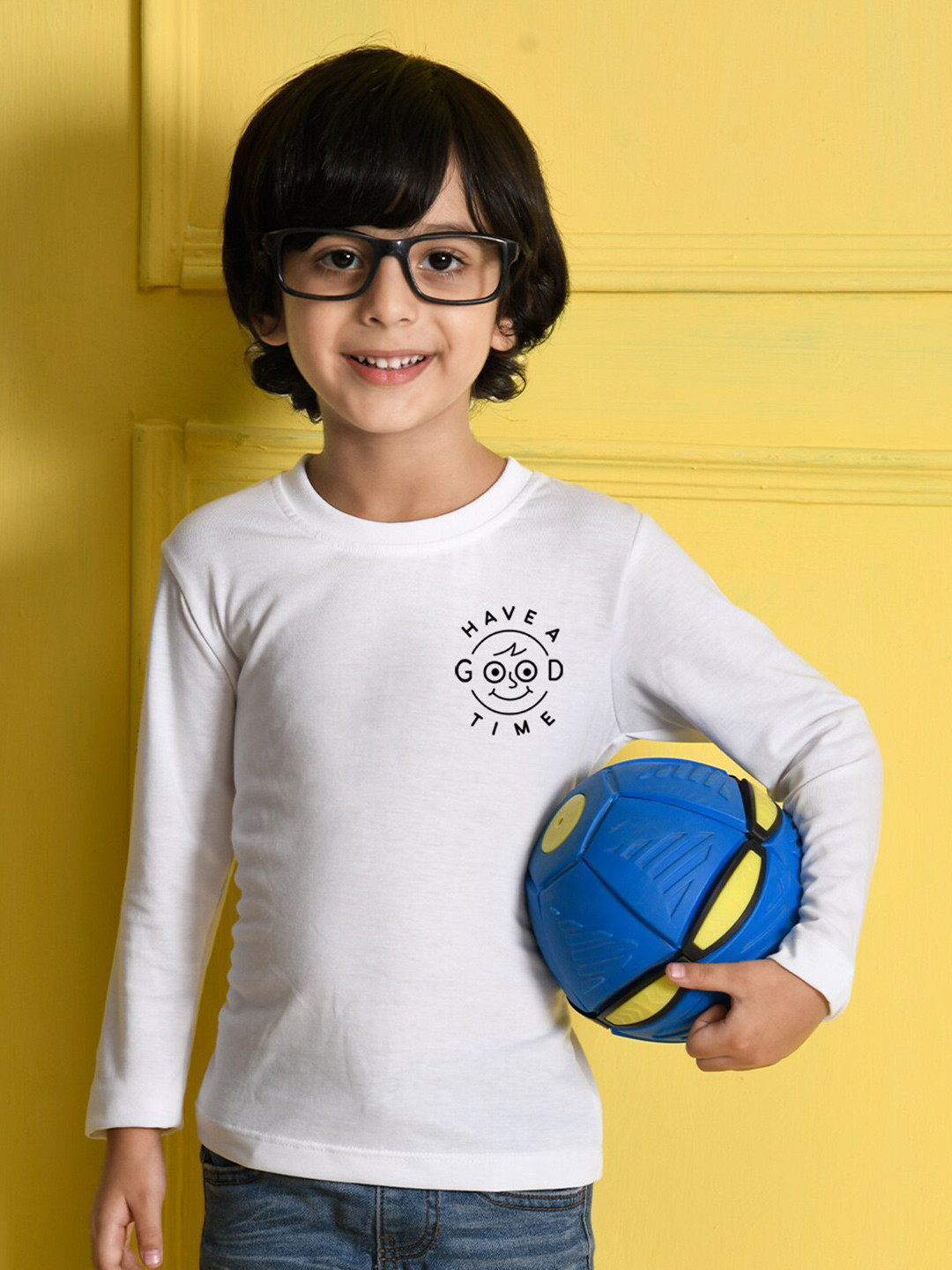 NUSYL Boys Cotton Solid White T-shirt