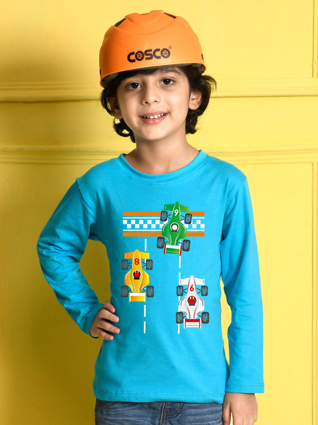 NUSYL Boys Blue Typography Printed Cotton T-shirt