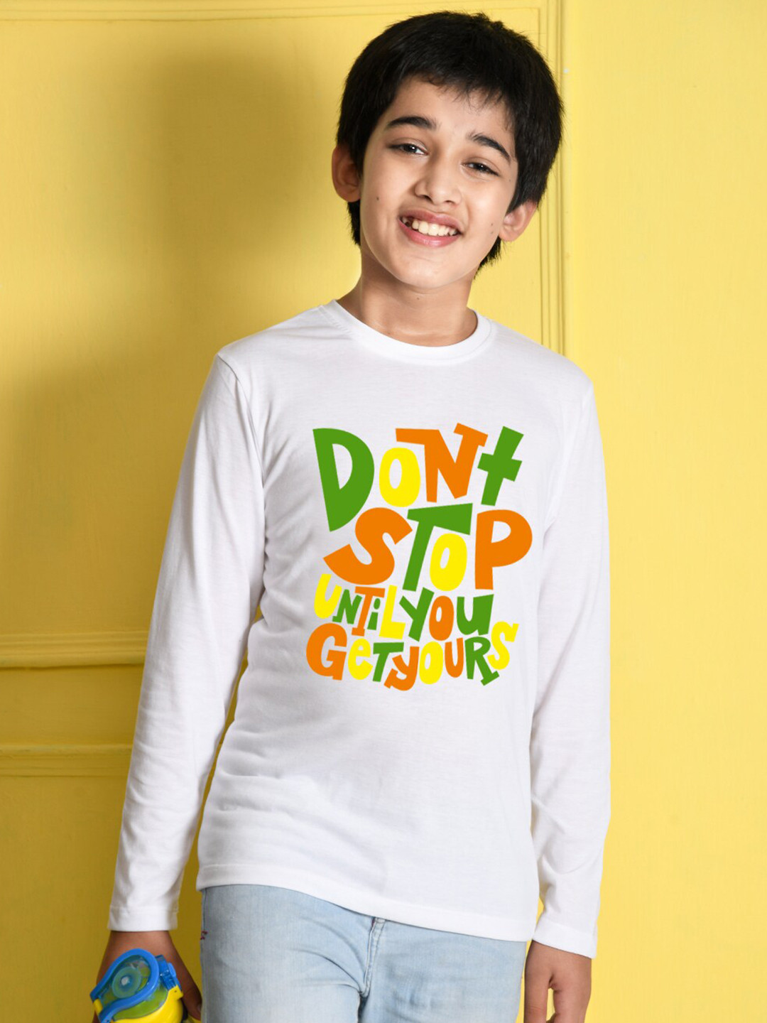NUSYL Boys White Typography Cotton T-shirt