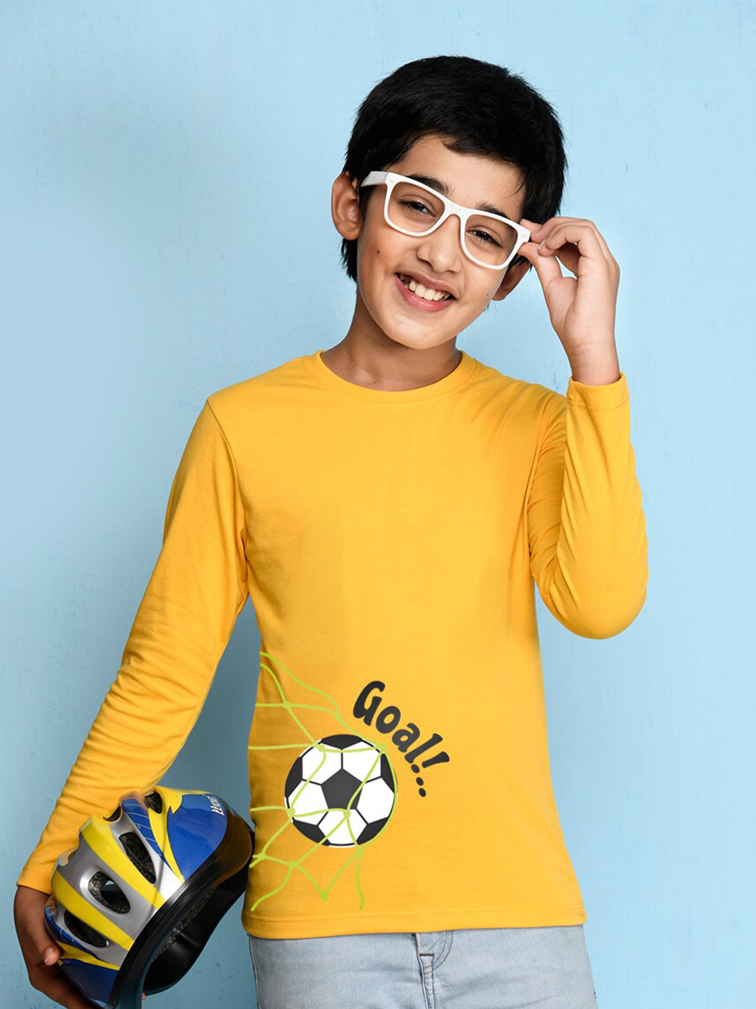 NUSYL Boys Yellow & White Printed T-shirt