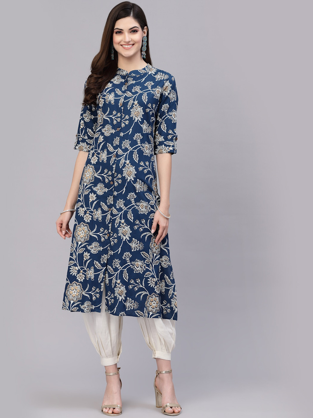 Stylum Women Blue Floral Printed Kurta