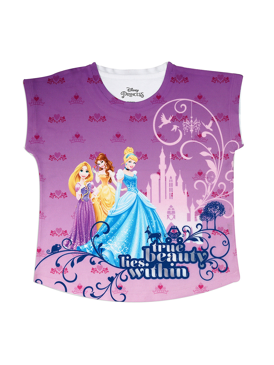 Disney by Wear Your Mind Girls Purple Disney Princess Printed Top