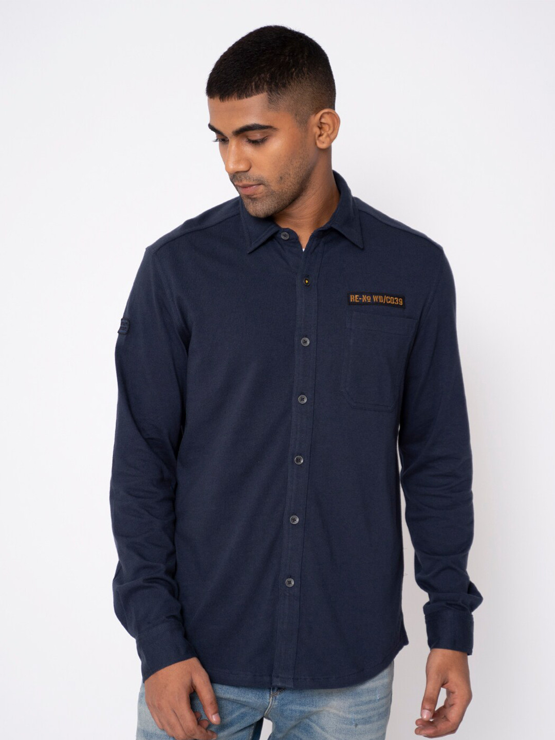 Royal Enfield Men Blue Casual Cotton Shirt